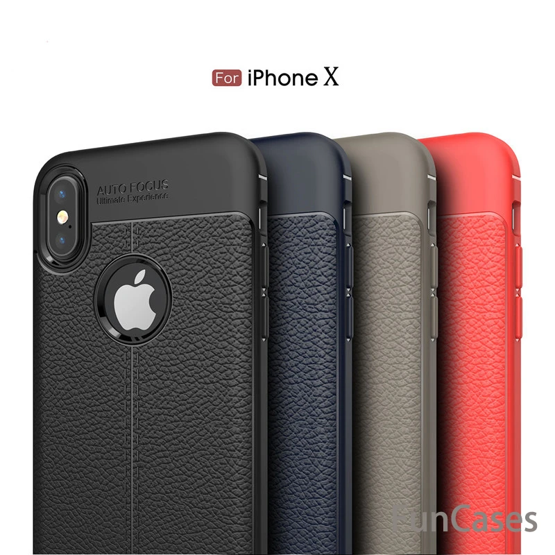 Кожи зернистой Роскошные ТПУ противоударный чехол для Apple IPhone X iphons telefonas aiphon Cellular