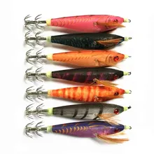 7Pcs Fishing Squid Hook 10cm/10g Wood Shrimp Artificial Lure Glow Jigging Octopus Bait Luminous Squid Jig Trout Lure 1pcs 11g 8 5cm fishing lures luminous squid jig hooks wood shrimp artificial spinner lure hard glow bait lure fish