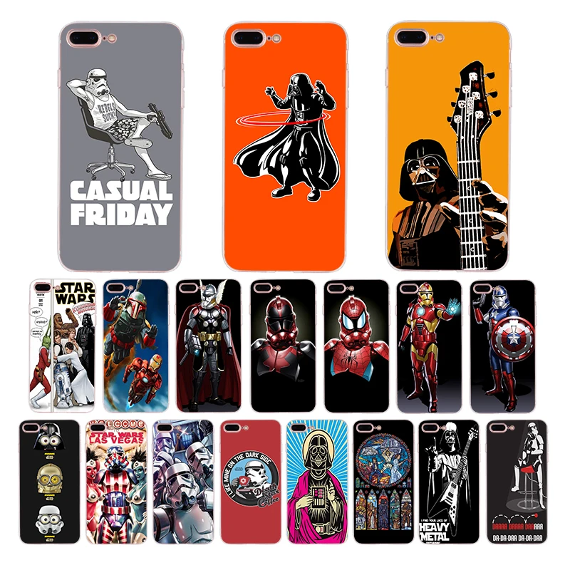 

IMIDO Soft silicone phone case for iphone X XS XR XSMAX 6s/6plus 7/8plus 5s 6s se 5 6 7 8 funny star wars patterned TPU shell