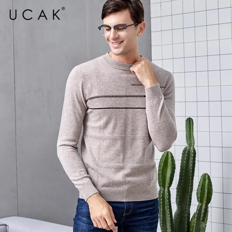 UCAK Brand Pure Merino Wool Sweater Men Streetwear Casual O-Neck Pull Homme Autumn Winter Thick Warm Cashmere Pullover Men U3037 UCAK Brand Pure Merino Wool Sweater Men Streetwear Casual O-Neck Pull Homme Autumn Winter Thick Warm Cashmere Pullover Men U3037