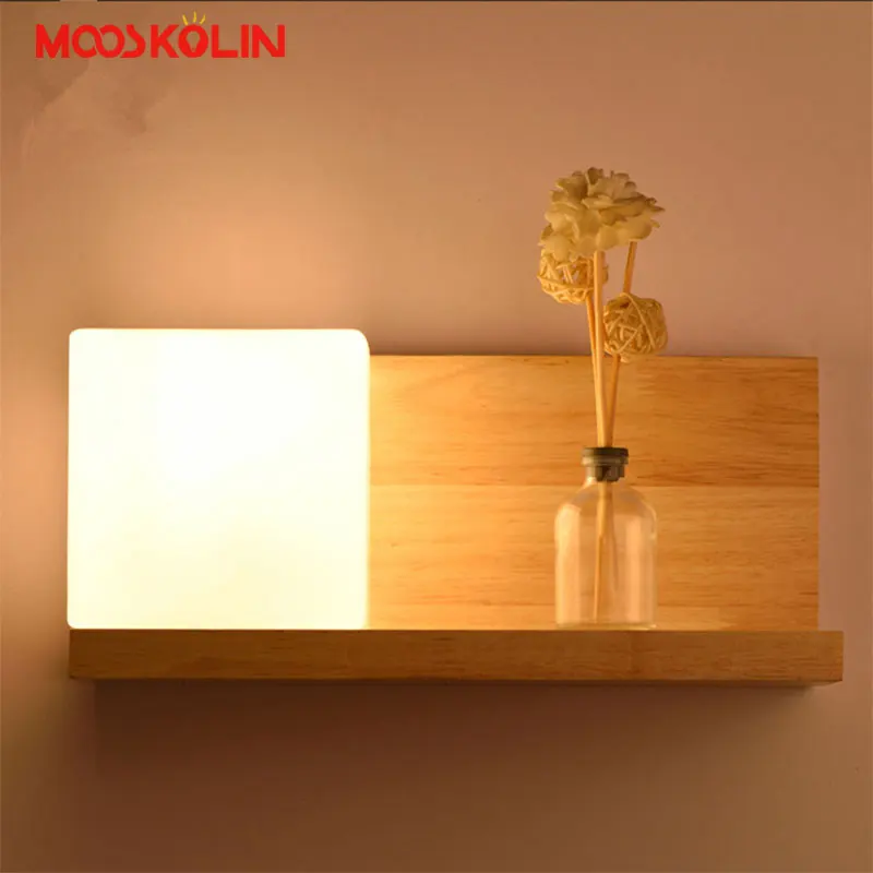 

Free Shipping Modern Oak Wood Wall Lamp Lights For Bedroom Bedside Study room Home Lighting Wall Sconce solid wooden Wall light