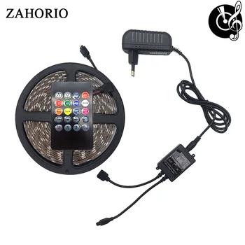 

RGB Music sync LED Strip light SMD 5050 5M 10M 60led/M waterproof Flexible Tape diode ribbon Controller DC 12V adapter set lamp