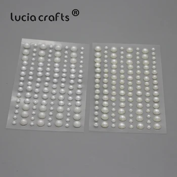 

Lucia crafts Diameter 3/4/5/6mm mixed size Flatback Imitation Pearl Stickers scrapbooking 10.5*5.7cm (3 sheets/pack) C0802