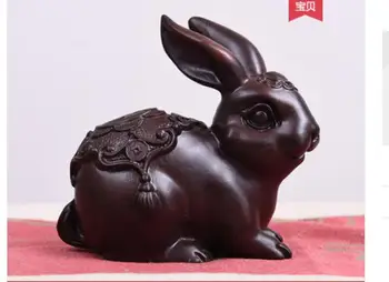 

Chrysanthemum ebony Rabbit Black rosewood Real wood mato success rosewood pear carving zodiac rabbit real Handmade sculpture