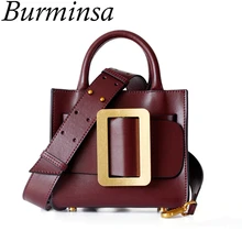 Burminsa модные маленькие сумки из натуральной кожи с широким ремешком женские сумки через плечо уникальные дизайнерские сумки через плечо для женщин