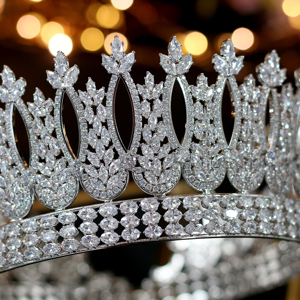 Роскошные европейские ювелирные изделия Круглый Свадебный головной убор и Корона невесты дизайн парад Королевская корона