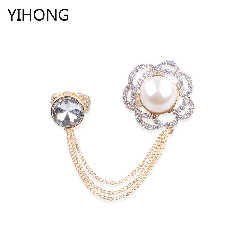 

Punk Style Double Circle Flower Crystal Pendant Chain Ring Luxury Finger Charm Jewelry High Quality for Fashion Women