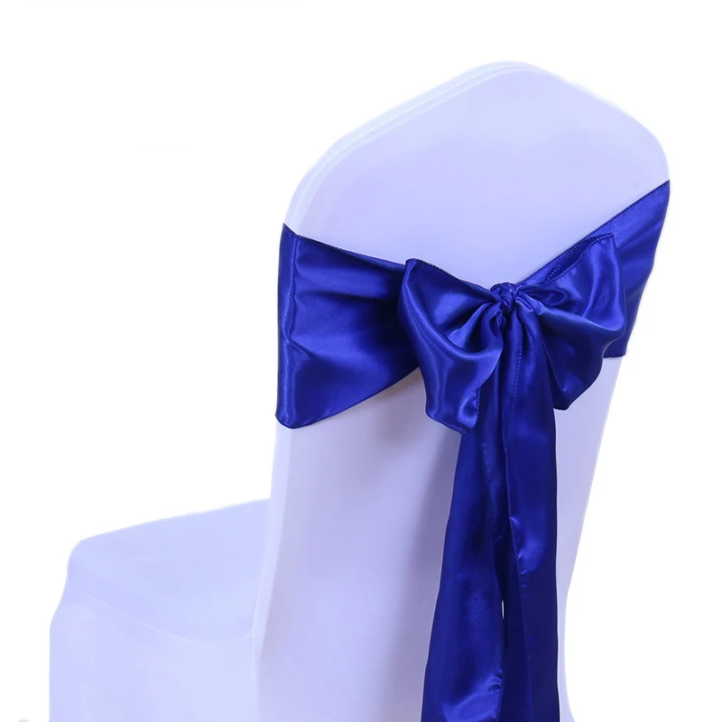 Лидер продаж, 25 шт./компл./комплект, синий свадебный стул, атласные пояса, атласный стул, галстук-бабочка для отеля, Свадебный Банкетный стул