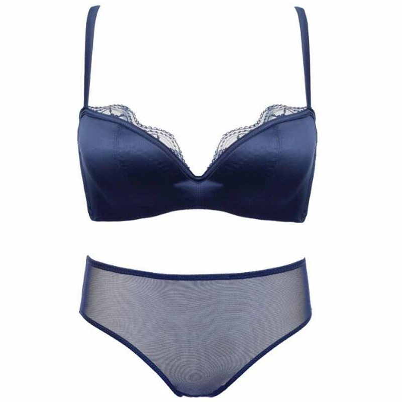 

Breathable Women's Ultra-thin Underwire Non-padded Bra & Panties Lace Solid Unlined Bra Set 32 34 36 38 A B C D