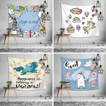 

Amazon Cartoon Unicorn Hangs Tapestry Wall Hanging Painting Tablecloth Beach Towel Digital Printing Hanging Printed Tapestry