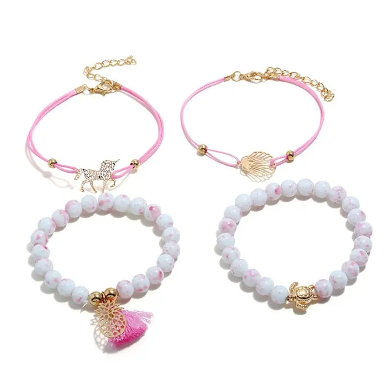 

Bohemian Beaded Stretch Bracelet Set Adjustable Statement Charm Link Strand Stackable Wrap Bangles for Women and Girls christmas