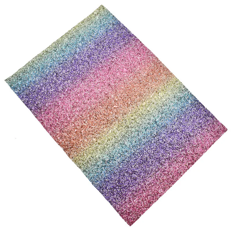 Kesheng A4 Tissu Cuir PU Rainbow Glitter Fabric Leather 