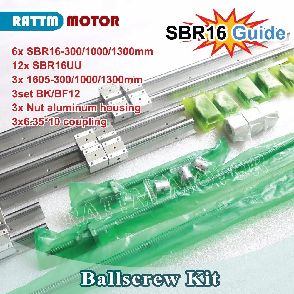 16mm SBR16 Linear Rail Guide Set SFU1204 Blallscrew Kit For CNC 3D Printer DIY 