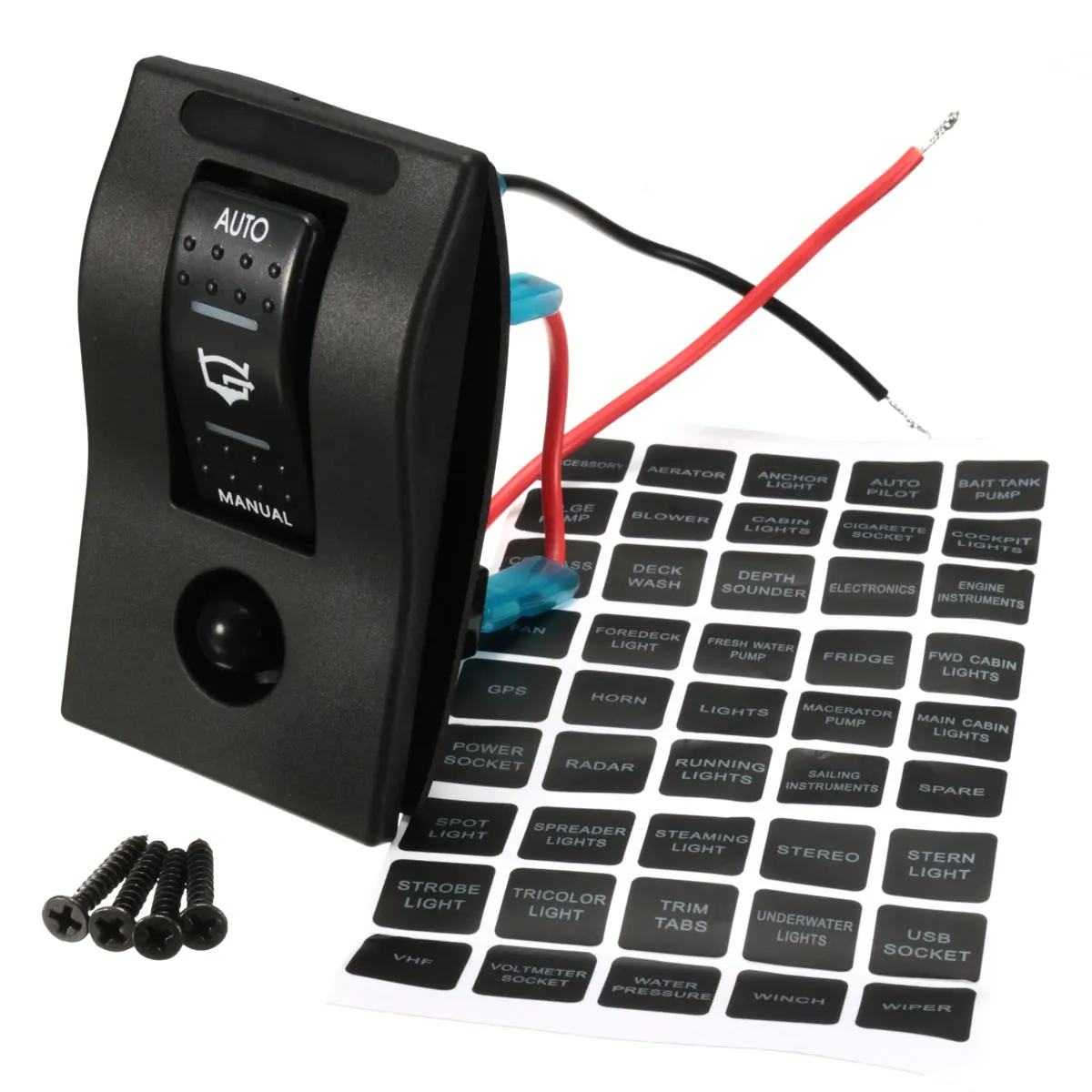 

1 Set 12V 20A 24V 10A Dual LED Rocker Bilge Pump Switch Panel Circuit Breaker Auto Off Manual
