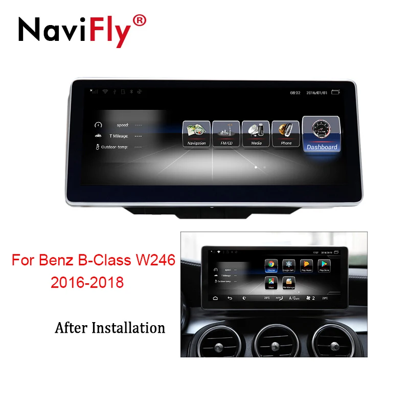 Discount Navifly 10.25inch full touch 3G RAM 32G ROM Android 7.1 4G LTE Car Radio RDS media player for Benz B Class W246  2016-2018 0