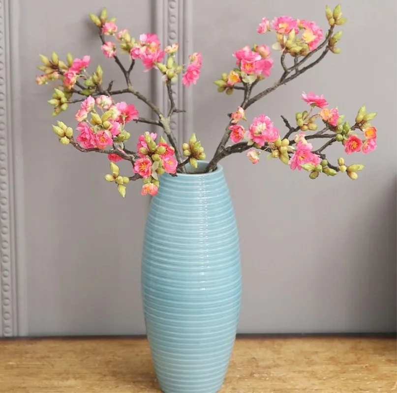 High grade 16 forked cherry blossom potted plant feel artificial flower