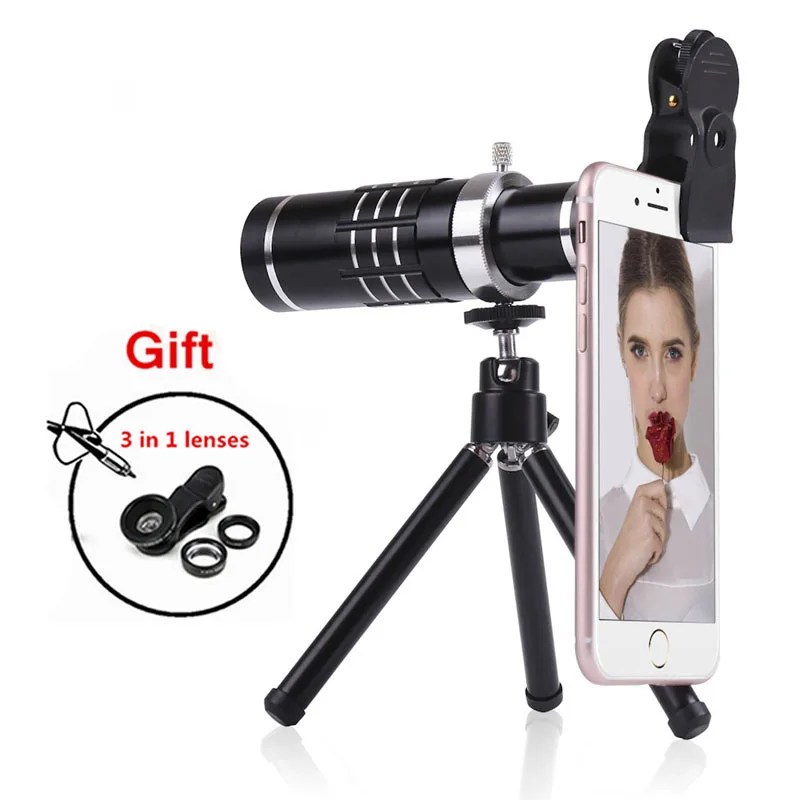 

Phone camera lenses Kit 18X Telephoto Zoom Lens Telescope For iPhone 5 6 6s 7 8 Plus Smartphone Fish eye Wide Angle Macro lentes