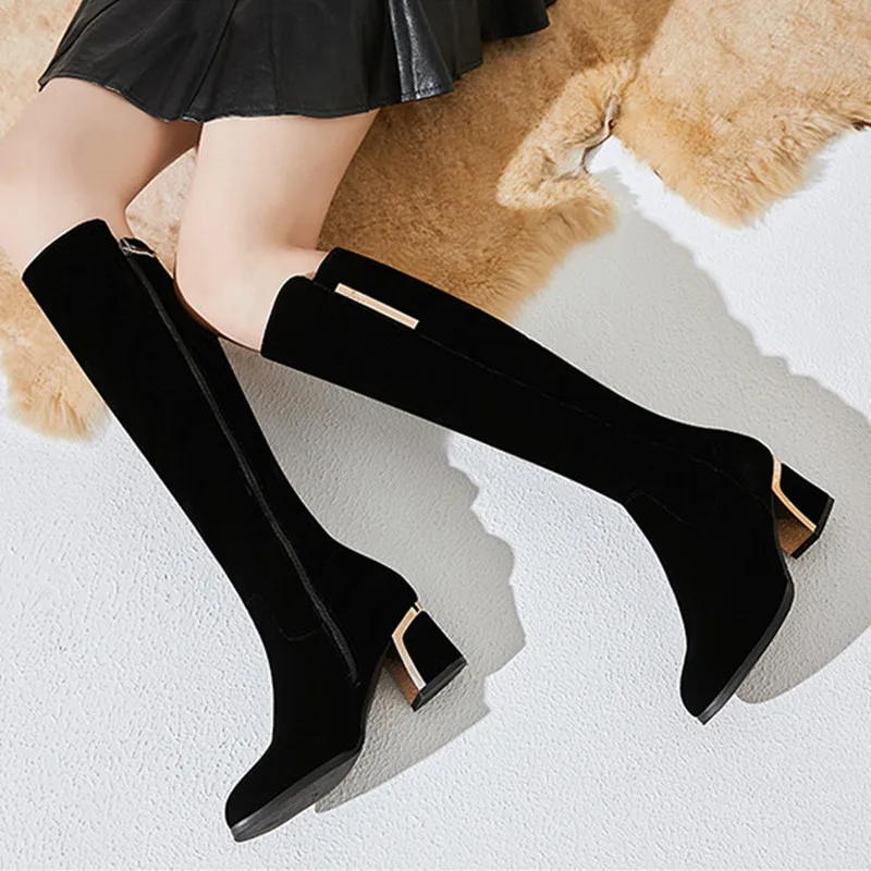 

2018 New Arrive Winter Shoes Women Over The Knee Boots Black Shoes Women High Boots Suede Leather Female Boots High Quanlity