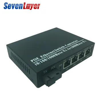 

poe switch 1 SC fiber port 4 RJ45 Gigabit ethernet 5 poe 10/100/1000M media converter plug play fast ethernet switch