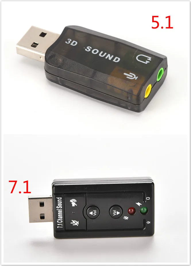 1 шт. Внешняя USB Аудио Звуковая карта адаптер Виртуальный 5 1/7 ch 2 0 Mic Динамик