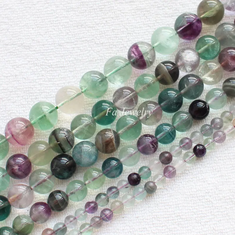 

Natural Multi-color Fluorite 6-14mm Round Beads 15" DIY Jewelry Making !