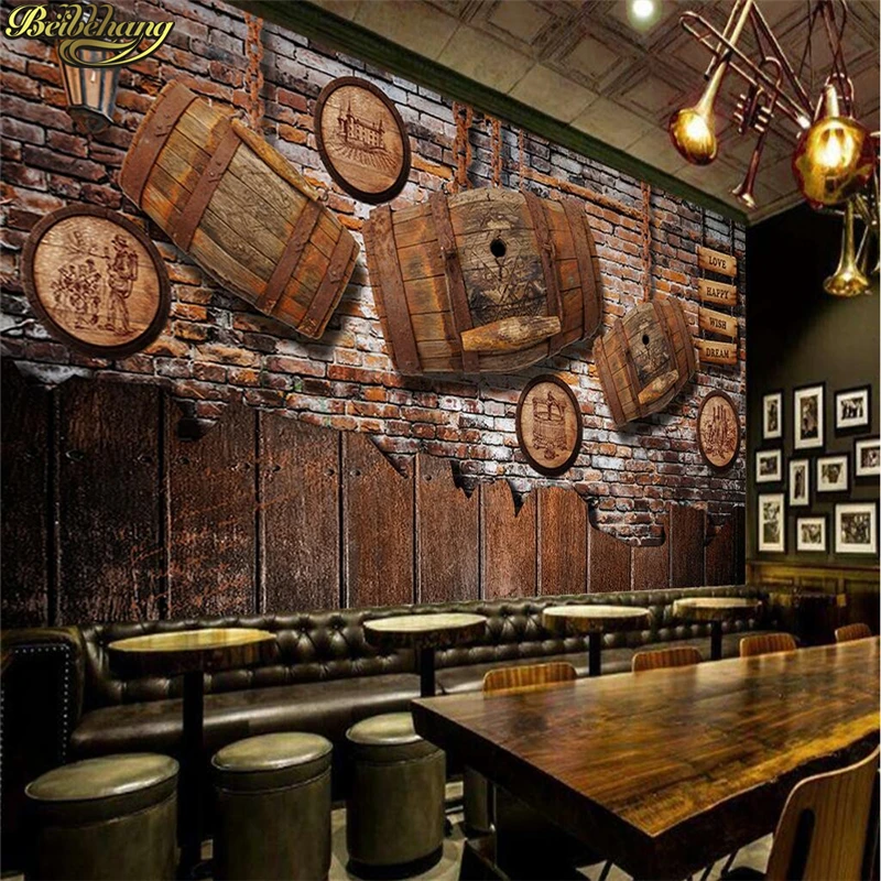 

beibehang Custom Photo Wallpaper Mural Nostalgic Vintage Burlap Wood Barrel Musical Notes Tooling Wall papel de parede