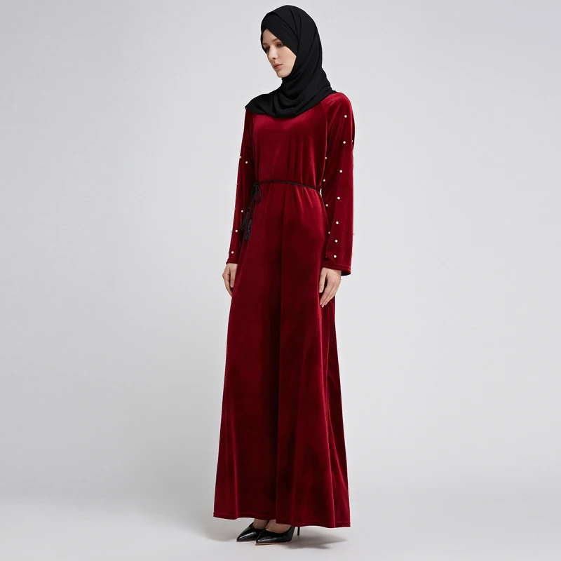 Зимнее Vestido abaya халат Дубай Арабский Кафтан мусульманский бархат хиджаб платье Катара Кафтан Абая для женщин турецкая исламская одежда