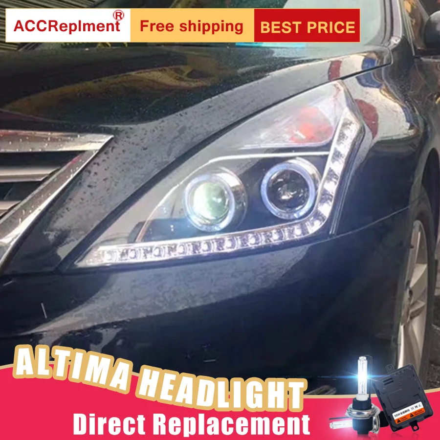 2 шт. светодиодный фары для Nissan Altima 2008-2012 светодиодный Автомобильные фары ангельские глазки комплект ксеноновых фар, Высокопрочная конструкция протовотуманная подсветка Габаритные огни