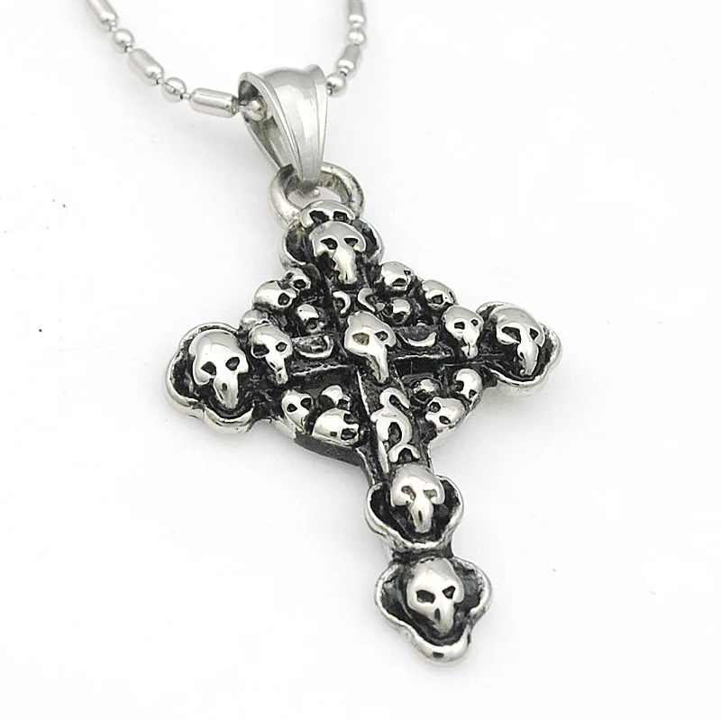 

Dolaime crucifix skull/skeleton pendant necklace men's cross halloween gift rock style jewelry cross for men GP381