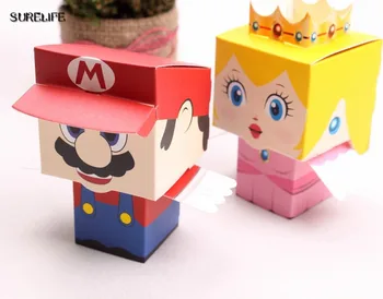 

20pcs cartoon Super Marie Bros Princess Peach Bride and Groom wedding favors candy box wedding Party gift Bags Baby show Boxes