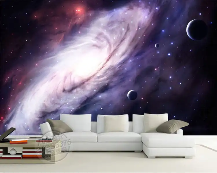 3d Purple Galaxy Wallpaper For Bedroom Charming Wall Mural Silk Photo Wallpaper Painting Wall Art Ceiling Kid S Room Room Decor