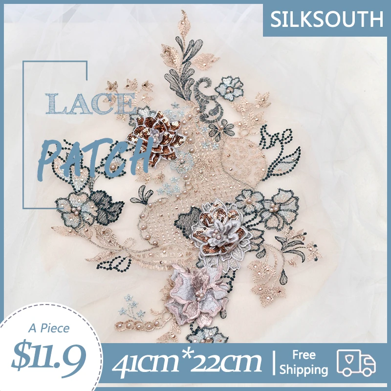 

Stereo Flower Hot Drill Nail Lace Handwork DIY Flower Children's Dress Dance Performance Dress Accessories