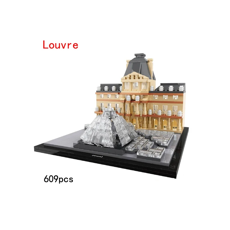 

609pcs Street Building Series Mini Louvre 3D Model Building Blocks Compatible with lego001933