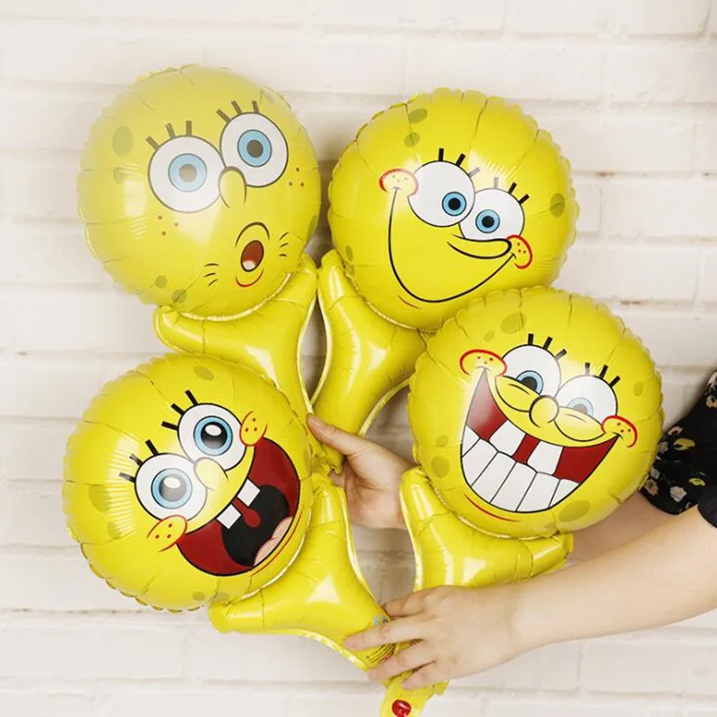 

4pcs SpongeBob Handheld Aluminium Foil Balloons kids Happy birthday party decorations baby shower Favor Christmas Supplies