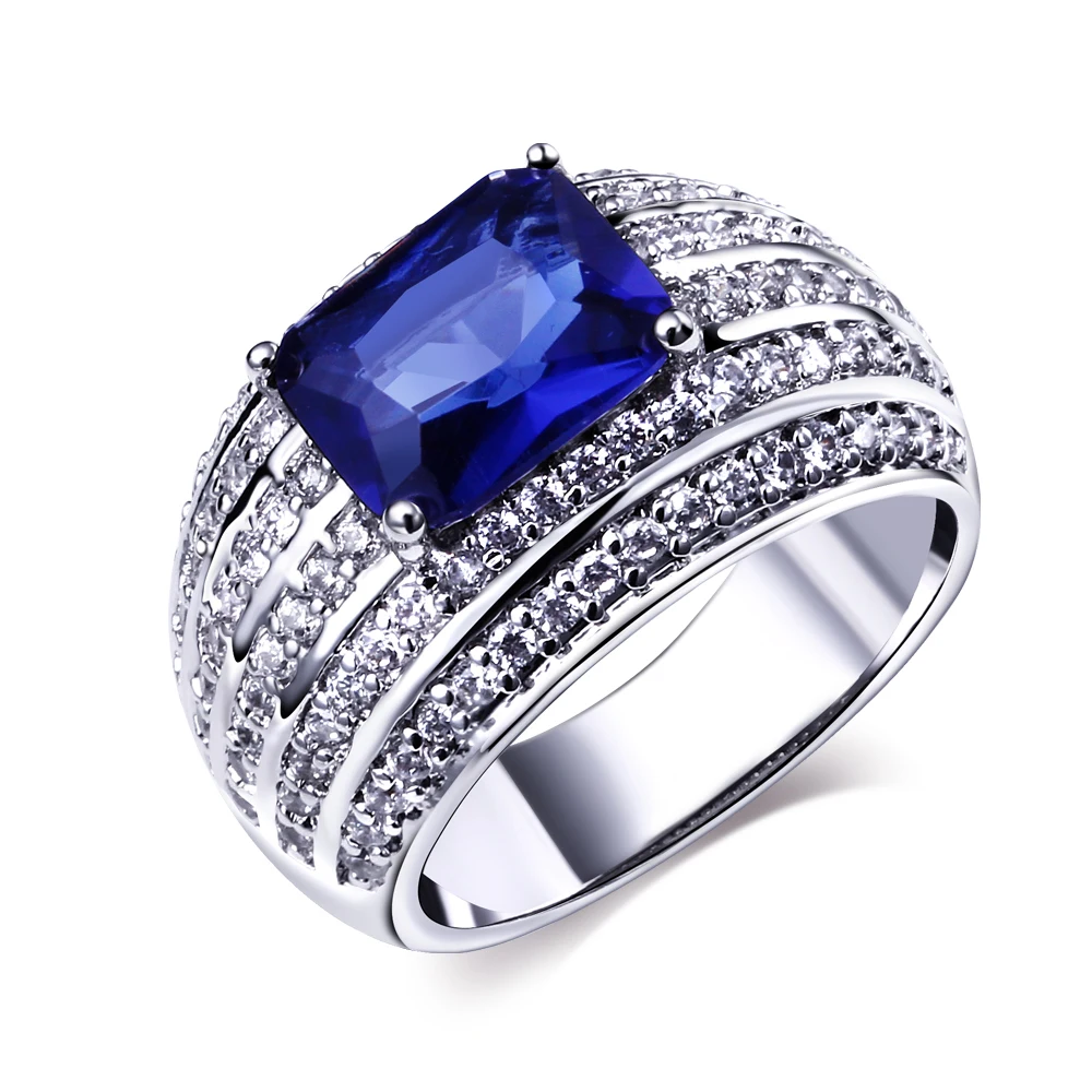 New Deisign Finger Ring For Women Luxury Aaa Cubic Zirconia Pave New Deisign Finger Ring For Women Luxury Aaa Cubic Zirconia Pave Setting Blue Stone Office Career Fashion Jewelry Lead Free In Rings From