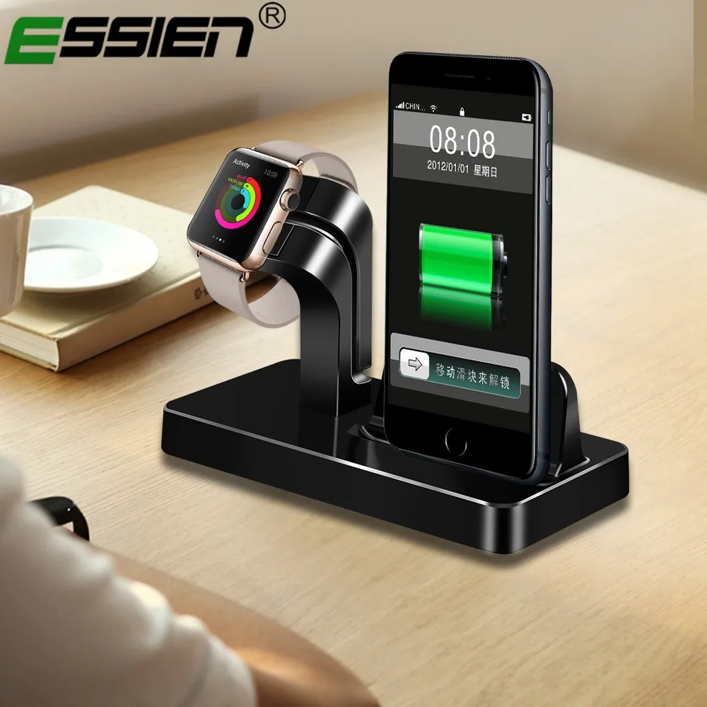 

Essien 2 In 1 Docking Station Charger Wireless Charging Desktop Stand Holder For Apple Watch For iPhone Watch X 7 8 6s 6 Plus