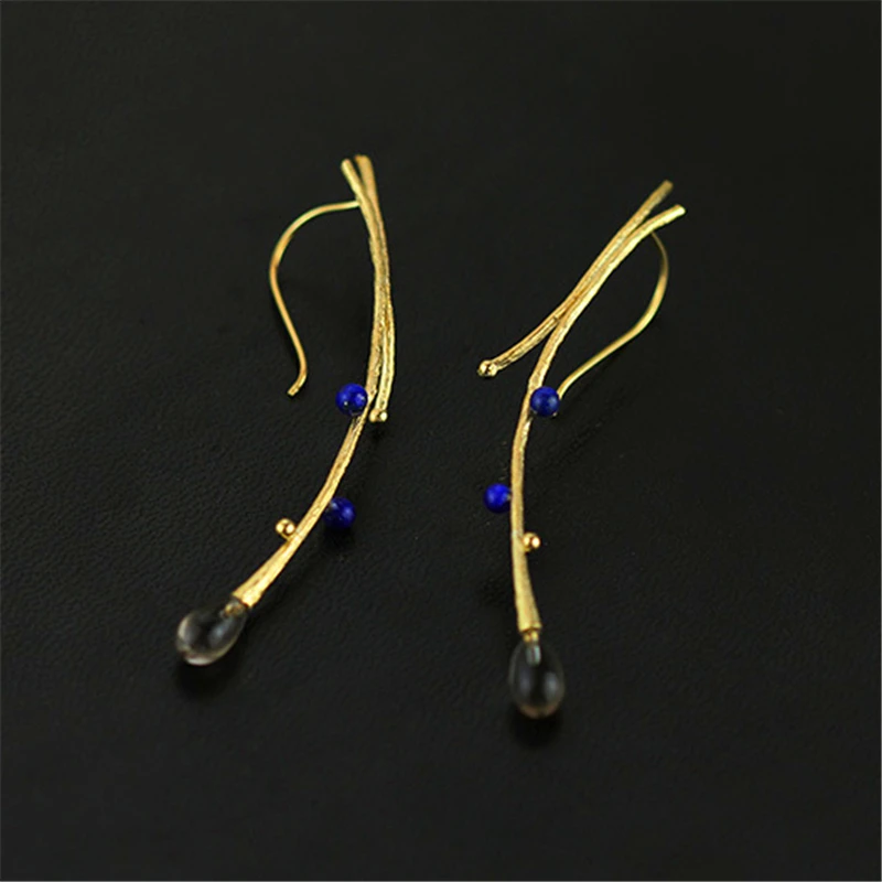 Lotus Fun Real 925 Sterling Silver Natural Creative Handmade Fine Jewelry Vintage Tree Branch Drop Earrings for Women Brincos