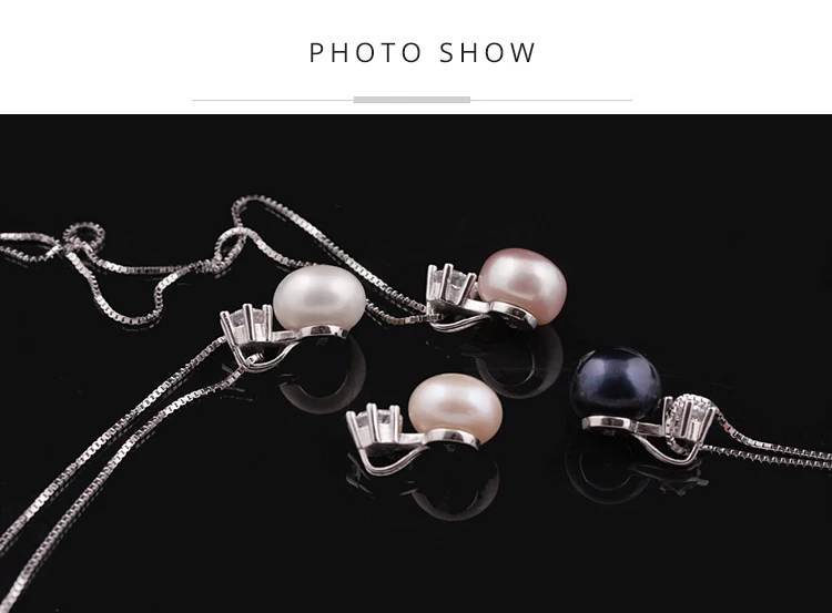 [MeiBaPJ] простой жемчужный кулон ожерелье из стерлингового серебра 925 пробы классический кулон с серебряной коробкой цепочка, ювелирное изделие из драгоценных камней для женщин