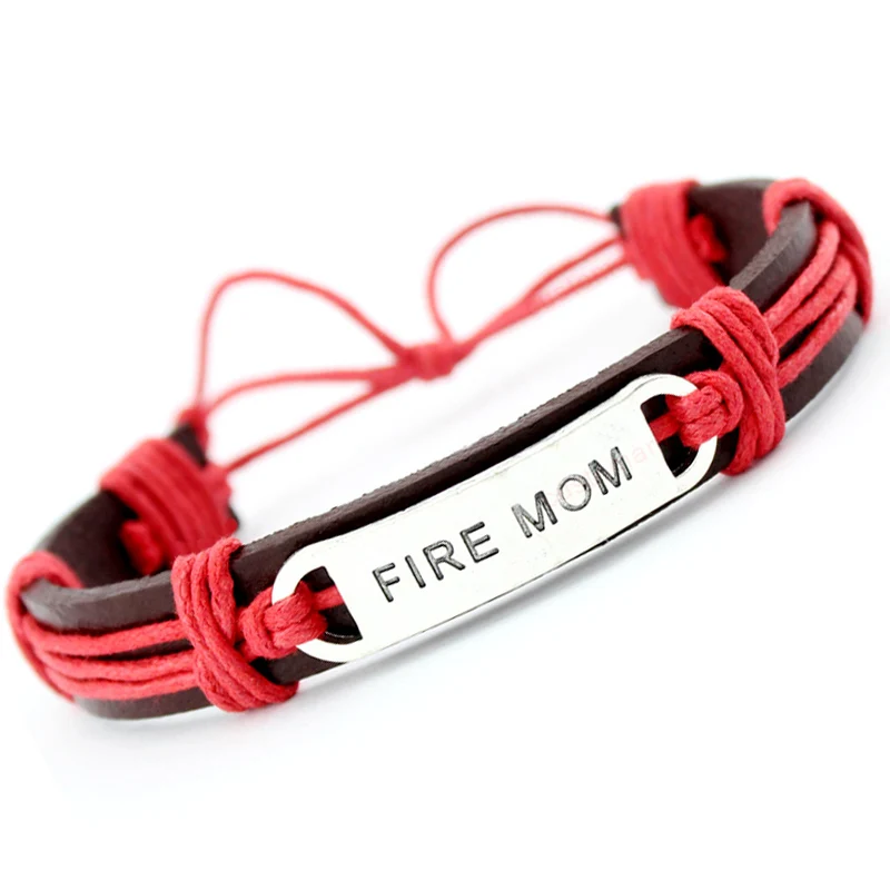 

Firefighter Fire Mom Wife Thin Blue Line Dogs Paw Turtle Tortoise Scissors Arrow Charm Wax Leather Bracelets Women Men Jewelry