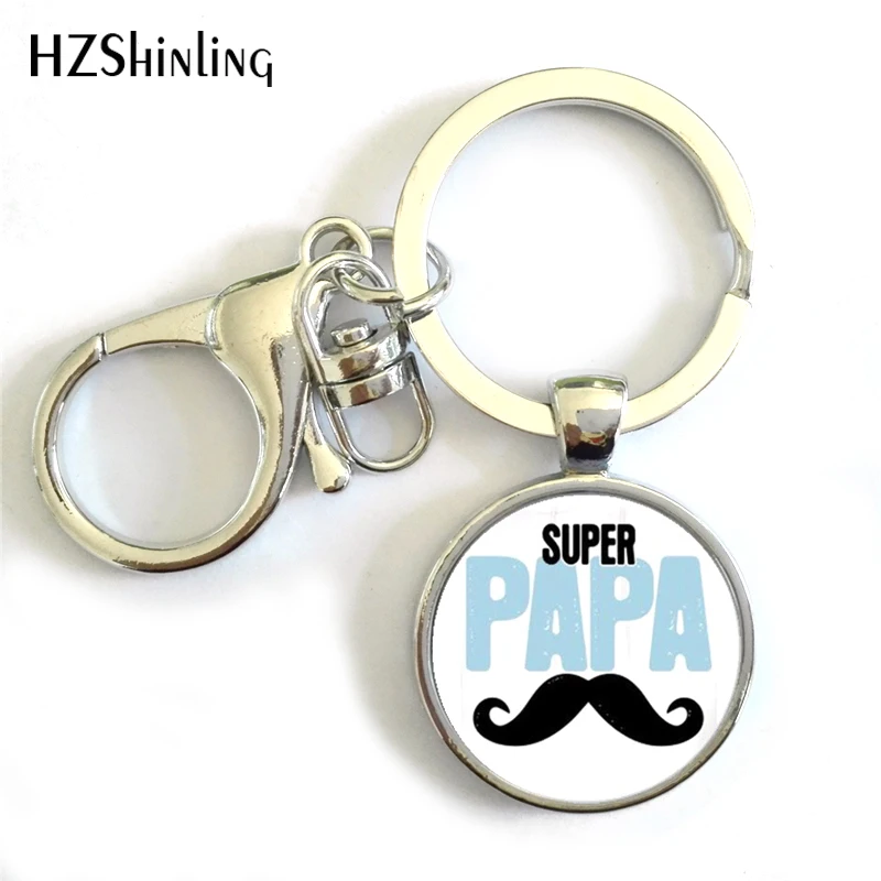 

HZShinling I Love PAPA Pattern Key Chains Multi-style Super Papa Key Ring Hang Bag Love Quote Keychain Pendant Accessories 009