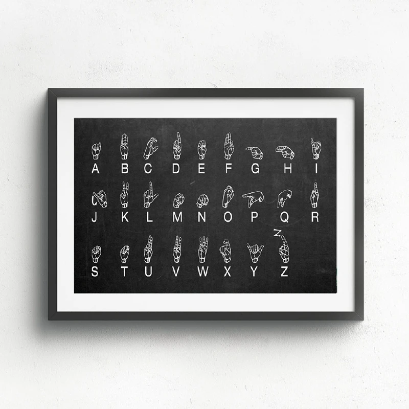 

Sign Language Poster And Print Vintage Nursery Decor Alphabet Inspirational Wall Art Canvas Painting Picture Home Decoration