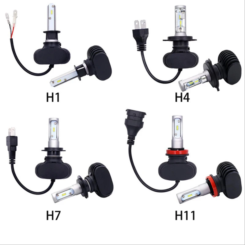 2pcs H7 LED S1 LED IN Car headlamp H1 H4 H11 H3 H8 9005 9006 6500k csp