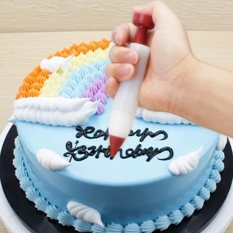 

1Pcs Pastry Cream Chocolate Decorating Syringe Silicone Plate Paint Pen Cake Cookie Ice Cream Decorating Pens