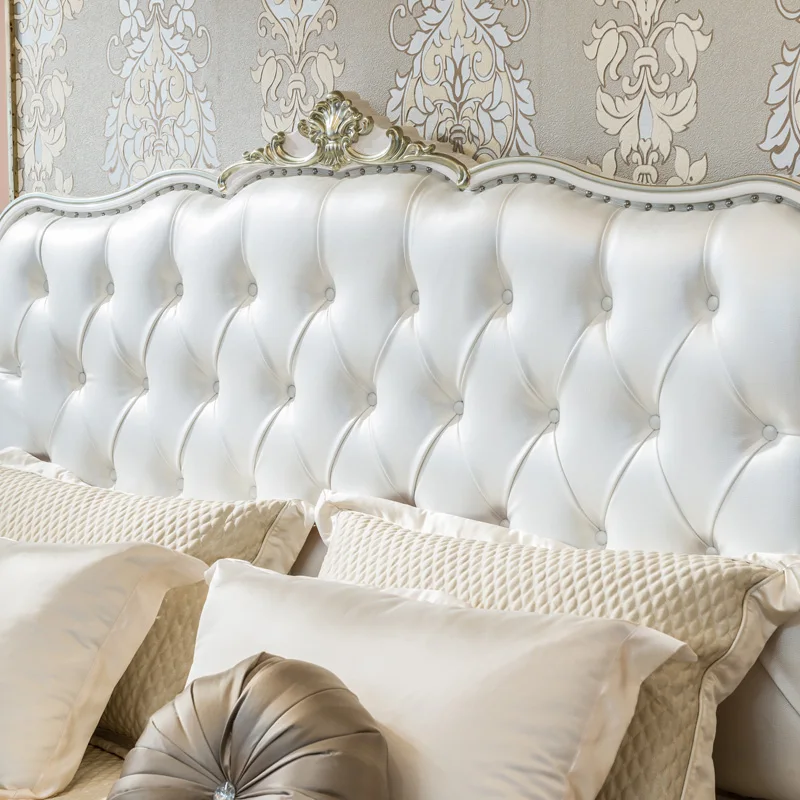 European Style Luxury French Double Beds Antique, 1.8 Meters Solid Wood Princess Bedroom Furniture Bedside Tables European Style Luxury French Double Beds Antique, 1.8 Meters Solid Wood Princess Bedroom Furniture Bedside Tables