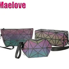 Maelove, новинка, женская сумка с геометрическим узором, мини кошелек, маленькая косметичка, модная светящаяся сумка