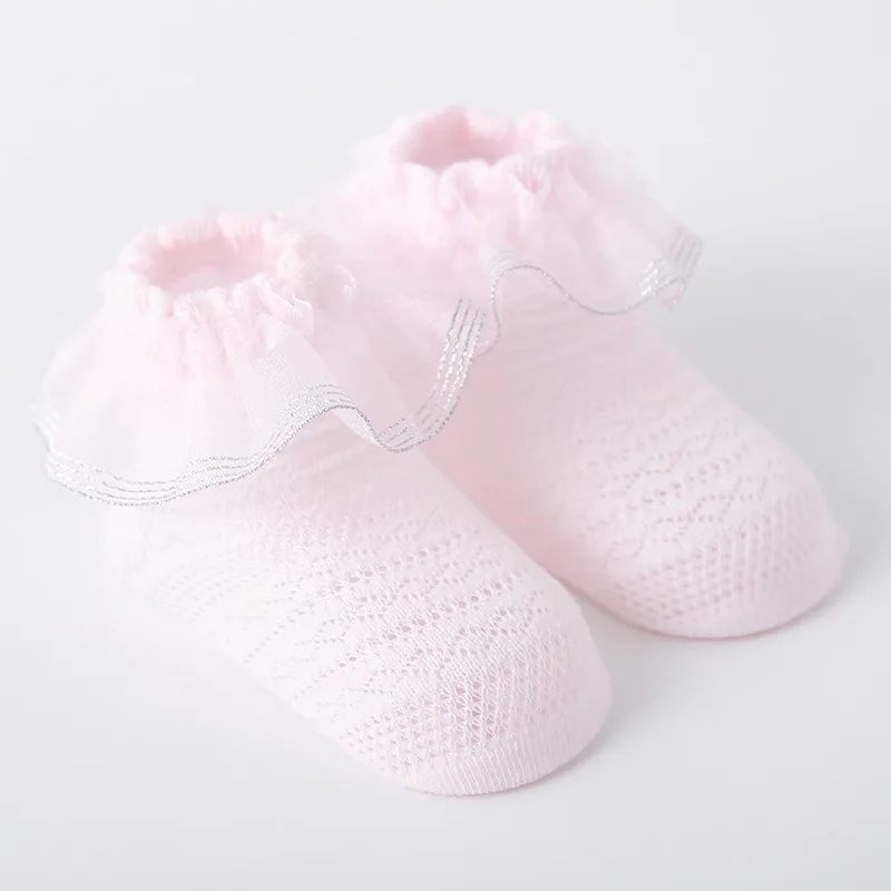 2pink Летние хлопковые носки в сетку для маленьких девочек, однотонные Дышащие носки для маленьких детей 0-5 лет - Цвет: 2pink