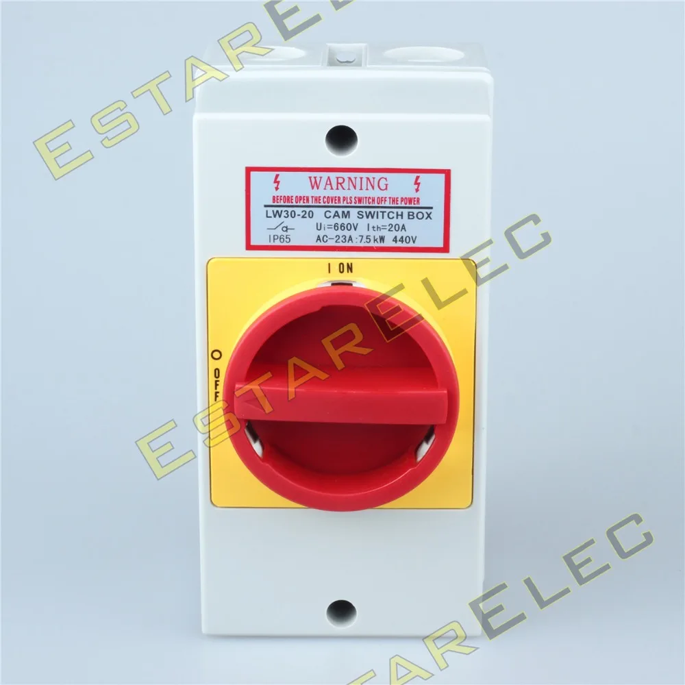 

Isolating switch 3P Cam Switch Ue 440V Ith 32A 3 Pole with IP65 waterproof protective box (CE, CCC, TUV certificate)