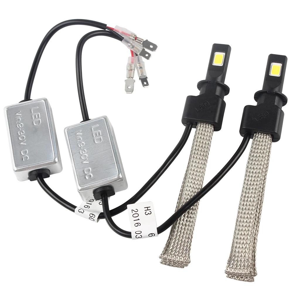 

3200LM Aluminum alloy belt Heat Dissipation Conversion Kit H3 LED Headlight Car Styling 30W/each bulb Easy to Install #iCarmo