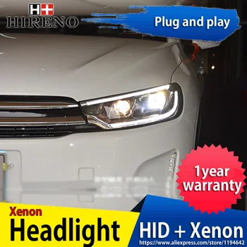 

Hireno Headlamp for 2016 Citroen C3-XR Headlight Headlight Assembly LED DRL Angel Lens Double Beam HID Xenon 2pcs