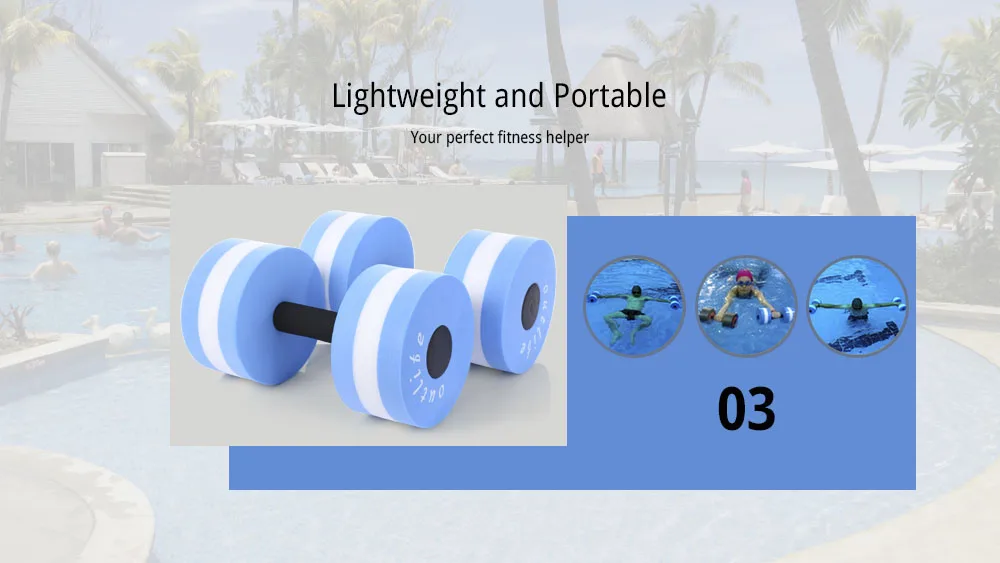 Water Aerobics Dumbbell Weights Swimming Pool Exercise Set Workout EVA Dumbbell Medium Aquatic Barbell Fitness Training 1 Pair